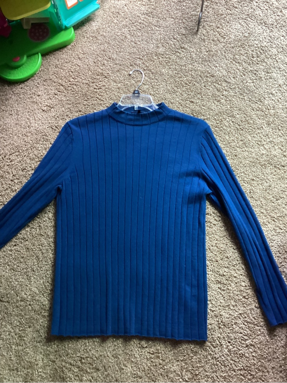 Lafayette 148 New York Royal Blue Ribbed Mock Neck Sweater